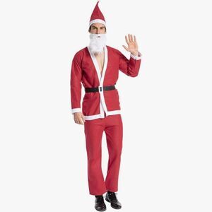 EraSpooky Men Santa Claus Costume Christmas Fancy Dress Budget Suit Red NWOT